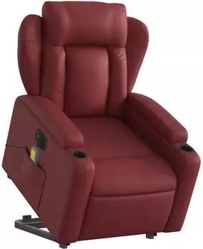 vidaXL Massagesessel mit Aufstehhilfe, elektrisch, weinrot, Kunstleder (3204569)