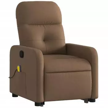 vidaXL Massagesessel mit Aufstehhilfe, braun, Stoff (3206808)
