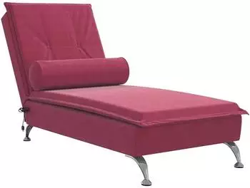 vidaXL Massage-Chaiselongue mit Nackenrolle, weinrot, Samt (379454)