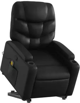 vidaXL Massagesessel mit Aufstehhilfe, schwarz, Kunstleder (3204665)