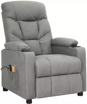 vidaXL Massagesessel elektrisch, hellgrau, Stoff (3098827)