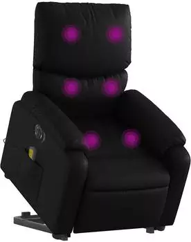 vidaXL Massagesessel mit Aufstehhilfe elektrisch, schwarz, Kunstleder (3204907)