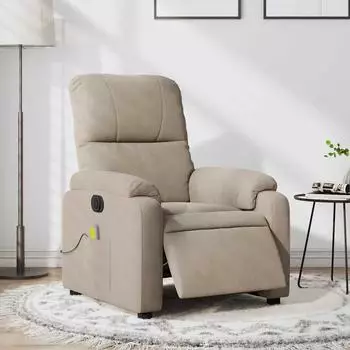 vidaXL Elektrischer Massagesessel Mikrofaser taupe
