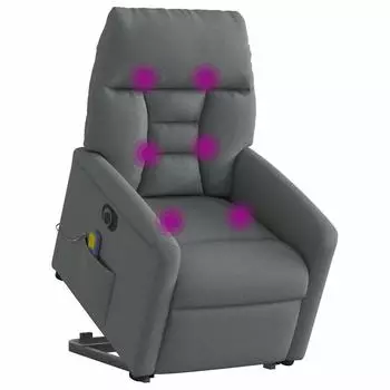 vidaXL Elektrischer Massagesessel mit Aufstehhilfe, dunkelgrau, Stoff (3303063)