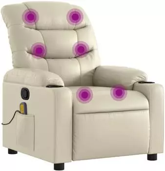 vidaXL Massagesessel mit Relaxfunktion, Kunstleder, creme (3206904)