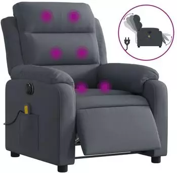 vidaXL Massagesessel elektrisch verstellbar, Samt, dunkelgrau (3205082)