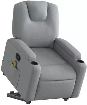 vidaXL Massagesessel mit Aufstehhilfe, hellgrau, Stoff (3204380)