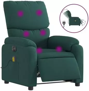 vidaXL Massagesessel elektrisch, Stoff, dunkelgrün (3204818)