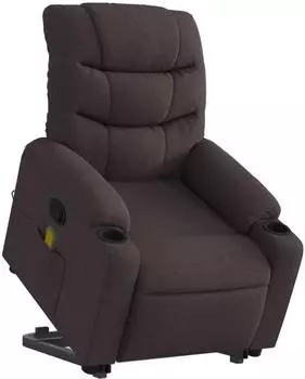 vidaXL Massagesessel mit Aufstehhilfe, dunkelbraun, Stoff (3206659)