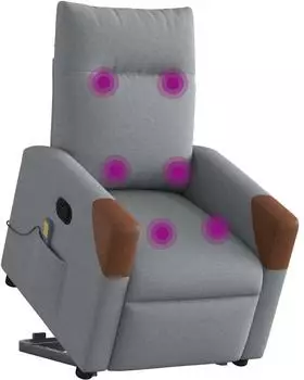 vidaXL Massagesessel mit Aufstehhilfe, hellgrau, Stoff (3324014)