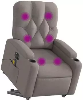 vidaXL Elektrischer Massagesessel mit Aufstehhilfe, taupe, Stoff (3204754)