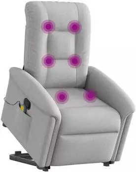 vidaXL Massagesessel mit Aufstehhilfe, wolkengrau, Stoff (3303273)