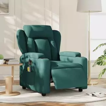 vidaXL Massagesessel elektrisch, Stoff, dunkelgrün (3204476)