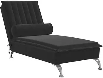 vidaXL Massage-Chaiselongue mit Nackenrolle, schwarz, Samt (379464)