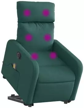 vidaXL Elektrischer Massagesessel mit Aufstehhilfe, dunkelgr&uuml;n, Stoff (3206732)