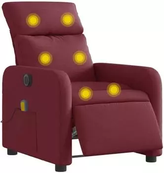 vidaXL Massagesessel elektrisch, weinrot, Stoff (3206693)