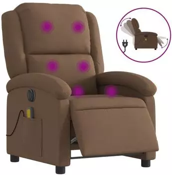 vidaXL Massagesessel elektrisch, verstellbar, braun Stoff (3204156)