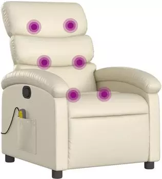 vidaXL Massagesessel mit Relaxfunktion, Kunstleder, creme (3205848)