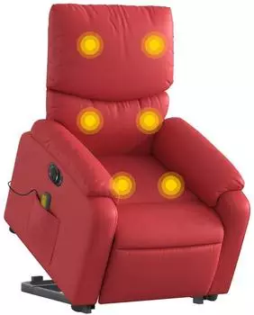 vidaXL Massagesessel mit Aufstehhilfe, elektrisch, rot, Kunstleder (3204912)