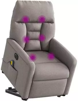 vidaXL Elektrischer Massagesessel mit Aufstehhilfe, Stoff, taupe (3303069)