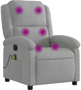 vidaXL Massagesessel Verstellbar Hellgrau Samt (3205952)