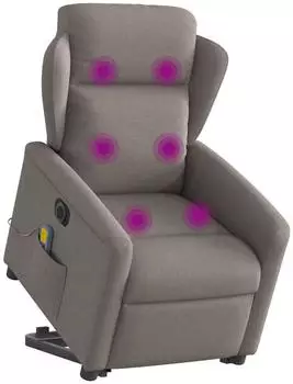 vidaXL Elektrischer Massagesessel mit Aufstehhilfe, Stoff, taupe (3303171)