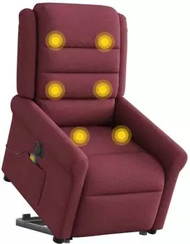 vidaXL Elektrischer Massagesessel mit Aufstehhilfe, weinrot, Stoff (3303347)