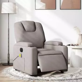 vidaXL Elektrischer Relaxsessel mit Massage, Stoff, taupe ()