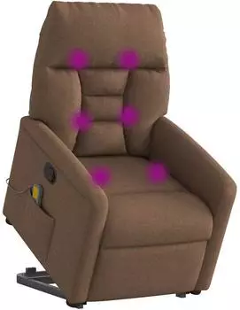 vidaXL Massagesessel mit Aufstehhilfe, verstellbar, braun, Stoff (3303046)