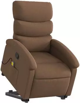 vidaXL Massagesessel mit Aufstehhilfe, braun, Stoff (3203994)