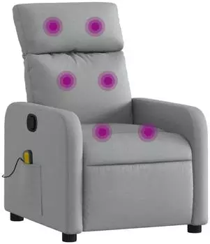 vidaXL Relaxsessel mit Massage, hellgrauer Stoff (374174)