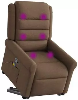 vidaXL Massagesessel mit Aufstehhilfe, braun, Stoff (3303328)