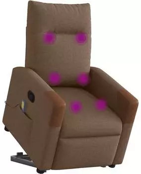 vidaXL Massagesessel mit Aufstehhilfe, braun, Stoff (3324017)