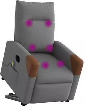 vidaXL Elektrischer Massagesessel mit Aufstehhilfe, dunkelgrau, Stoff (3324031)
