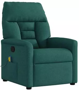 vidaXL Massagesessel Stoff, dunkelgr&uuml;n, verstellbar
