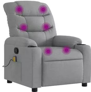 vidaXL Massagesessel verstellbar, Stoff, hellgrau (3206851)