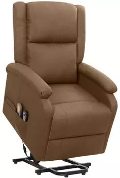 vidaXL Massagesessel mit Aufstehhilfe, braun, Stoff (329713)