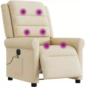 vidaXL Elektrischer Massagesessel, Stoff, creme (3303312)