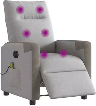 vidaXL Massagesessel elektrisch, Stoff, wolkengrau (3324084)