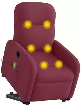 vidaXL Elektrischer Massagesessel mit Aufstehhilfe, weinrot, Stoff (3303005)