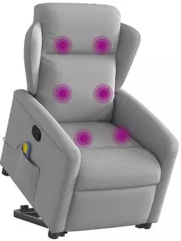 vidaXL Massagesessel mit Aufstehhilfe, wolkengrau, Stoff (3303153)
