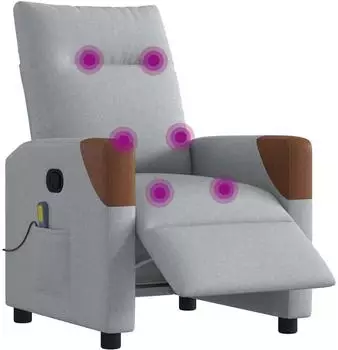vidaXL Massagesessel elektrisch, neigbar, hellgrau, Stoff (3323998)
