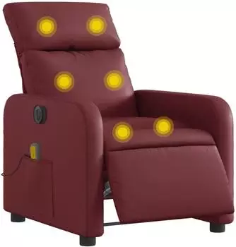 vidaXL Massagesessel elektrisch, Kunstleder, weinrot (3206746)