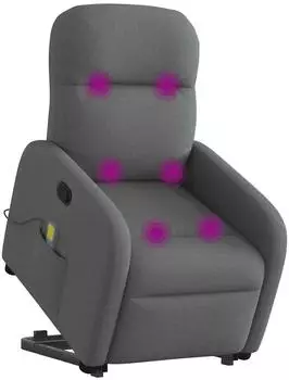 vidaXL Massagesessel mit Aufstehhilfe, dunkelgrau, Stoff (3302983)