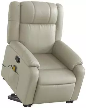 vidaXL Massagesessel mit Aufstehhilfe, creme, Kunstleder (3205158)