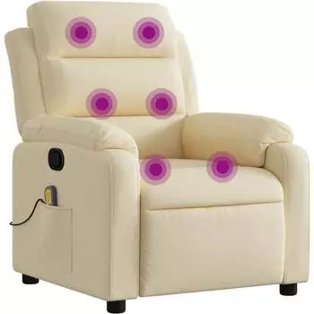 vidaXL Massagesessel Stoff, creme, verstellbar (3206144)