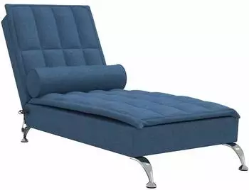 vidaXL Massage-Chaiselongue mit Nackenrolle, blau, Stoff