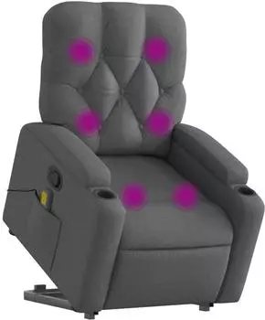 vidaXL Massagesessel mit Aufstehhilfe, dunkelgrau, Stoff