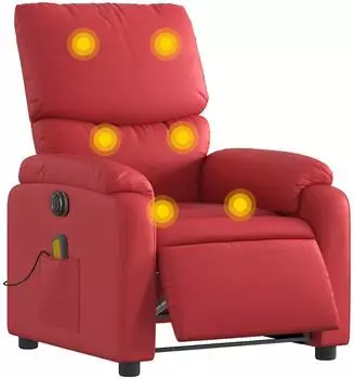 vidaXL Massagesessel elektrisch, rot, Kunstleder (3204884)