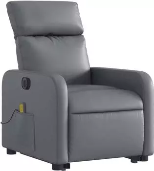 vidaXL Massagesessel mit Aufstehhilfe, elektrisch, grau, Kunstleder (3206773)